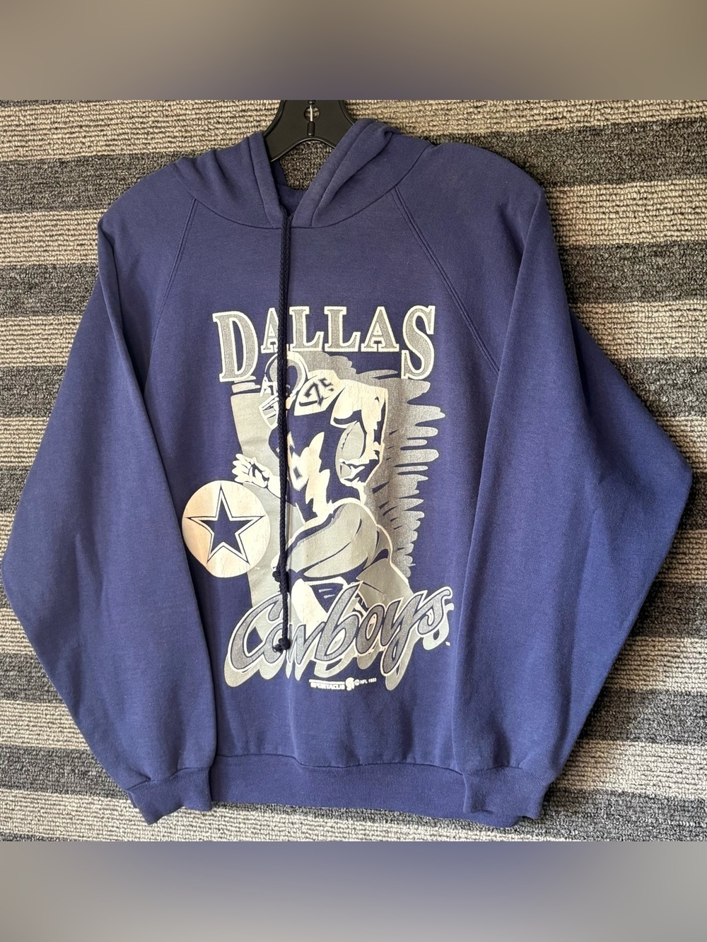 Vintage 1993 Sporticus Dallas Cowboys Navy NFL Football Hoodie Sweatshirt Medium